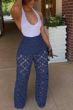 Load image into Gallery viewer, Non stretch denim holes high waist tied stylish jeans