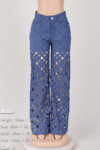 Load image into Gallery viewer, Non stretch denim holes high waist tied stylish jeans