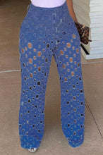 Load image into Gallery viewer, Non stretch denim holes high waist tied stylish jeans