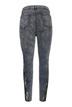 Load image into Gallery viewer, Casual plus size slight stretch lace denim spliced slim zip-up jeans