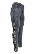 Load image into Gallery viewer, Casual plus size slight stretch lace denim spliced slim zip-up jeans
