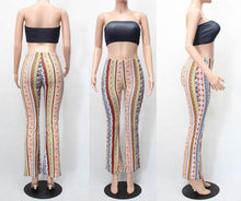 Load image into Gallery viewer, Casual retro high stretch stripe batch printing slim bell-bottoms