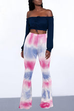 Load image into Gallery viewer, Casual high stretch multicolor tie dye high waist slim bell-bottoms