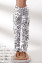 Load image into Gallery viewer, Sexy pu leather slight stretch drawstring shirring pants