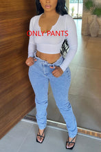 Load image into Gallery viewer, Sexy slight stretch denim hollow lace-up zip-up slim jeans