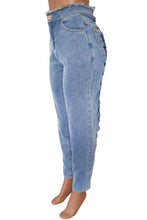 Load image into Gallery viewer, Sexy slight stretch denim hollow lace-up zip-up slim jeans