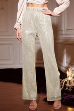Load image into Gallery viewer, Casual slight stretch sequin decor high waist high quality straight pants