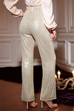 Load image into Gallery viewer, Casual slight stretch sequin decor high waist high quality straight pants