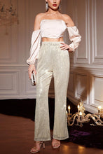 Load image into Gallery viewer, Casual slight stretch sequin decor high waist high quality straight pants