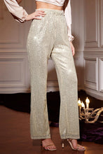 Load image into Gallery viewer, Casual slight stretch sequin decor high waist high quality straight pants