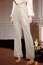Load image into Gallery viewer, Casual slight stretch sequin decor high waist high quality straight pants