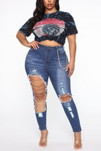 Load image into Gallery viewer, Sexy xs-3xl slight stretch chain decor ripped slim washed denim trousers