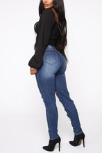 Load image into Gallery viewer, Sexy xs-3xl slight stretch chain decor ripped slim washed denim trousers