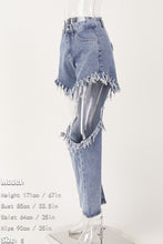 Load image into Gallery viewer, Grunge style non-stretch high waist ripped jeans