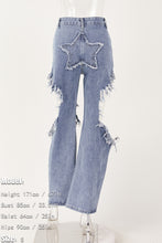 Load image into Gallery viewer, Grunge style non-stretch high waist ripped jeans