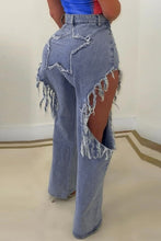 Load image into Gallery viewer, Grunge style non-stretch high waist ripped jeans