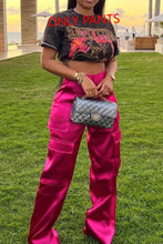 Load image into Gallery viewer, Casual slight stretch solid color high-waist cargo pants