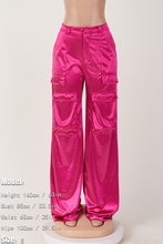 Load image into Gallery viewer, Casual slight stretch solid color high-waist cargo pants