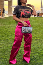 Load image into Gallery viewer, Casual slight stretch solid color high-waist cargo pants
