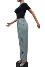 Load image into Gallery viewer, Casual slight stretch denim pentagram high-waist hole jeans