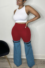 Load image into Gallery viewer, Casual slight stretch denim stitching high-waist pants