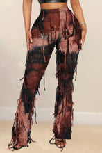 Load image into Gallery viewer, High street slight stretch tie dye high waist tassel grunge pants