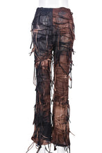 Load image into Gallery viewer, High street slight stretch tie dye high waist tassel grunge pants