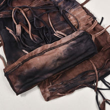 Load image into Gallery viewer, High street slight stretch tie dye high waist tassel grunge pants