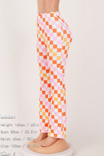 Load image into Gallery viewer, Stylish slight stretch 2 color lattice printing bell-bottoms