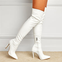 Load image into Gallery viewer, Winter new two colors pointed side zip-up high-upper over-knee stylish high-heel boots(heel height:11cm)