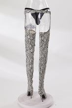 Load image into Gallery viewer, Winter new pointed snake pattern side zip-up leg ring design over knee sexy high-upper high-heel boots(heel height:8cm, shaft height:78cm)
