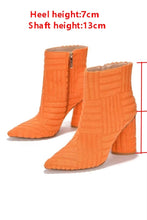 Load image into Gallery viewer, Winter new 4 colors side zip-up pointed stylish high-heel boots(heel height:7cm, shaft height:13cm)