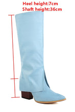 Load image into Gallery viewer, EUR40-EUR43 winter new 3 colors high-upper pointed stylish high-heel boots(heel height:7cm, shaft height:36cm)