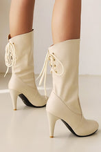 Load image into Gallery viewer, EUR34-EUR39 new three colors lace-up pointed stylish high-heel boots