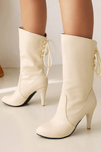 Load image into Gallery viewer, EUR34-EUR39 new three colors lace-up pointed stylish high-heel boots