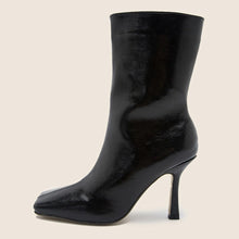 Load image into Gallery viewer, New 3 colors side zip-up square toe stylish high-heel boots
