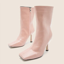 Load image into Gallery viewer, New 3 colors side zip-up square toe stylish high-heel boots