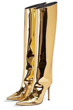 Load image into Gallery viewer, EUR34-EUR39 11 colors glossy pu leather zip-up side stylish high-heel boots