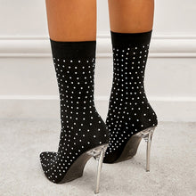 Load image into Gallery viewer, New rhinestone stretch pointed stylish high-heel boots