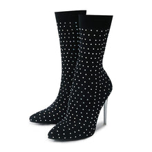 Load image into Gallery viewer, New rhinestone stretch pointed stylish high-heel boots