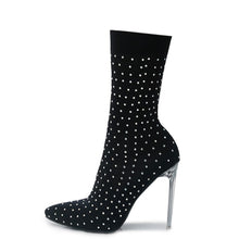 Load image into Gallery viewer, New rhinestone stretch pointed stylish high-heel boots