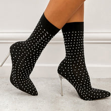 Load image into Gallery viewer, New rhinestone stretch pointed stylish high-heel boots