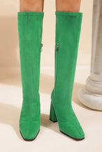 Load image into Gallery viewer, New solid color suede side zip-up high-upper stylish high-heel boots