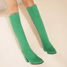 Load image into Gallery viewer, New solid color suede side zip-up high-upper stylish high-heel boots