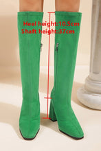 Load image into Gallery viewer, New solid color suede side zip-up high-upper stylish high-heel boots