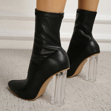 Load image into Gallery viewer, New pointed stretch leather high-heel medium tube stylish boots