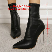 Load image into Gallery viewer, New pointed stretch leather high-heel medium tube stylish boots