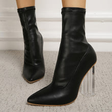 Load image into Gallery viewer, New pointed stretch leather high-heel medium tube stylish boots