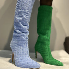 Load image into Gallery viewer, New 4 colors sherpa pointed high-upper stylish warm high-heel boots