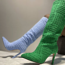 Load image into Gallery viewer, New 4 colors sherpa pointed high-upper stylish warm high-heel boots
